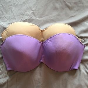 Lot of 2! | Nude and Purple Strapless Bras | 42D